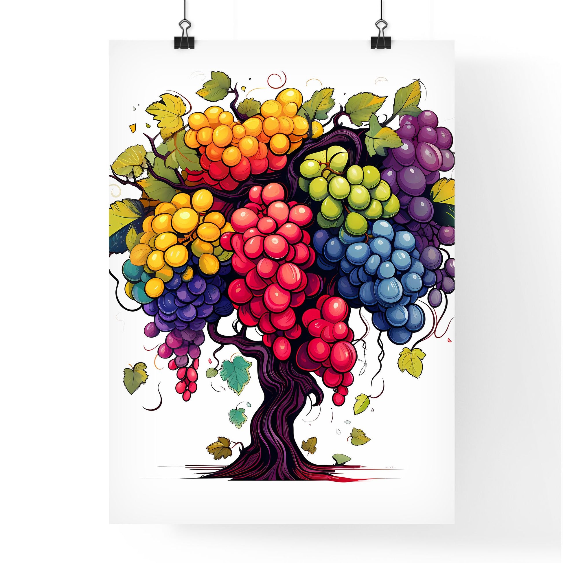 Colorful Tree With Many Grapes Art Print Default Title