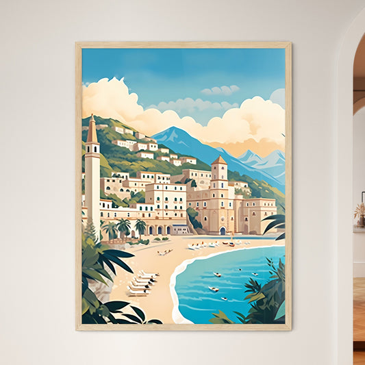 Beach With Buildings And Mountains Art Print Default Title