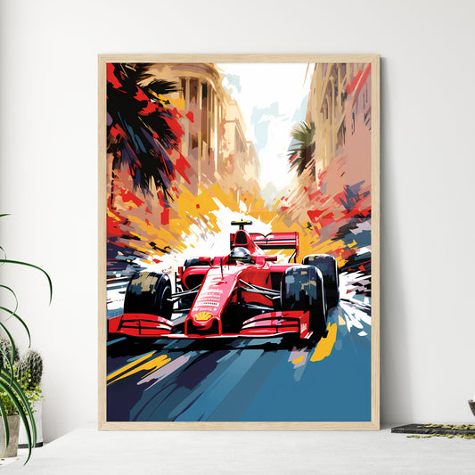Red Race Car On A Road Art Print Default Title