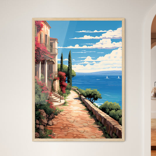 Path With A Building And Trees On It By The Water Art Print Default Title