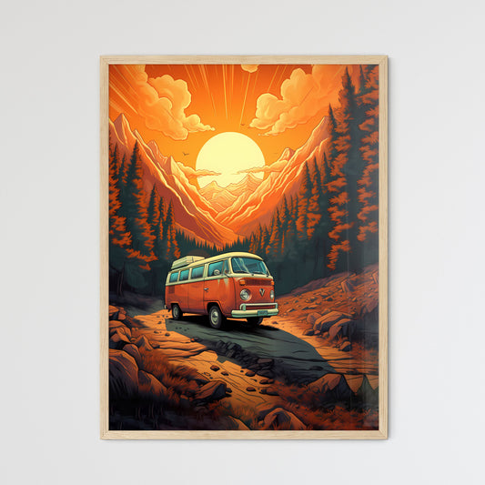 Van On A Road In A Forest Art Print Default Title