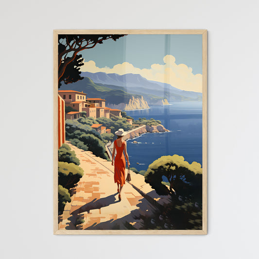 Woman Walking Down A Path By A Body Of Water Art Print Default Title