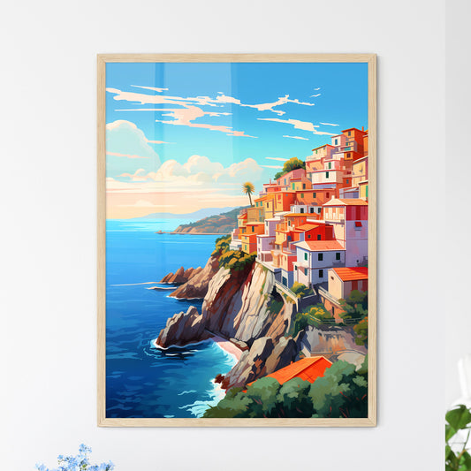 Colorful Buildings On A Cliff Above The Water Art Print Default Title