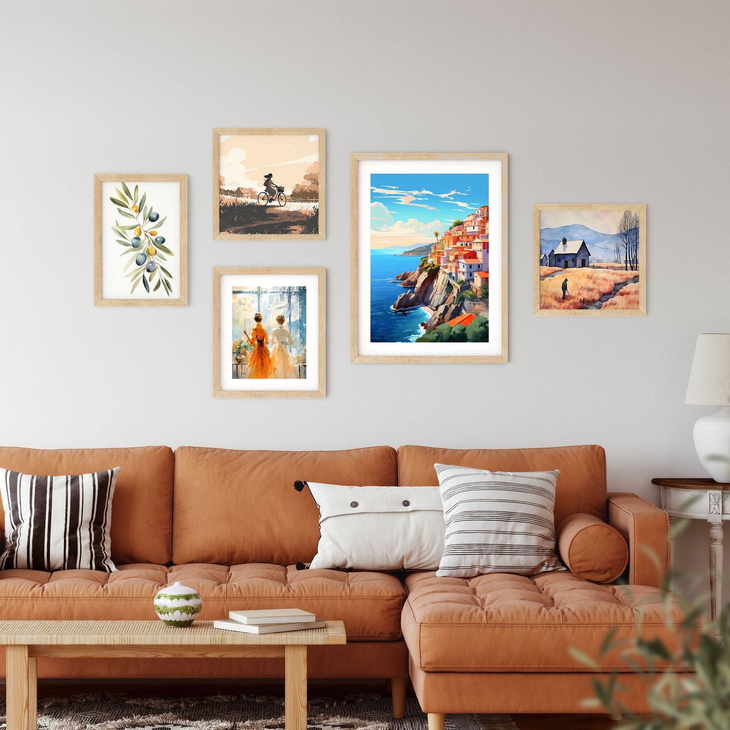 Colorful Buildings On A Cliff Above The Water Art Print Default Title