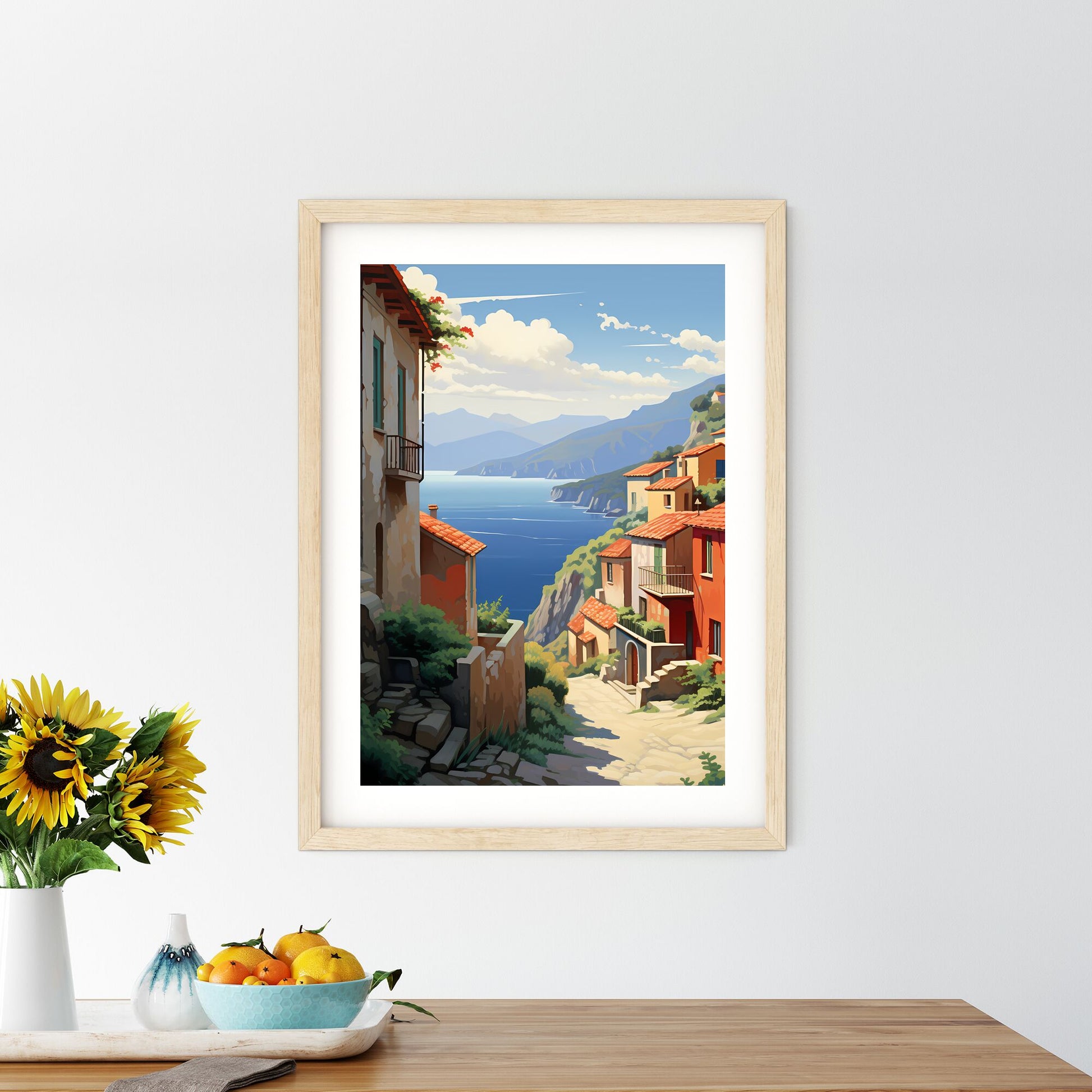 Painting Of A Village By The Water Art Print Default Title