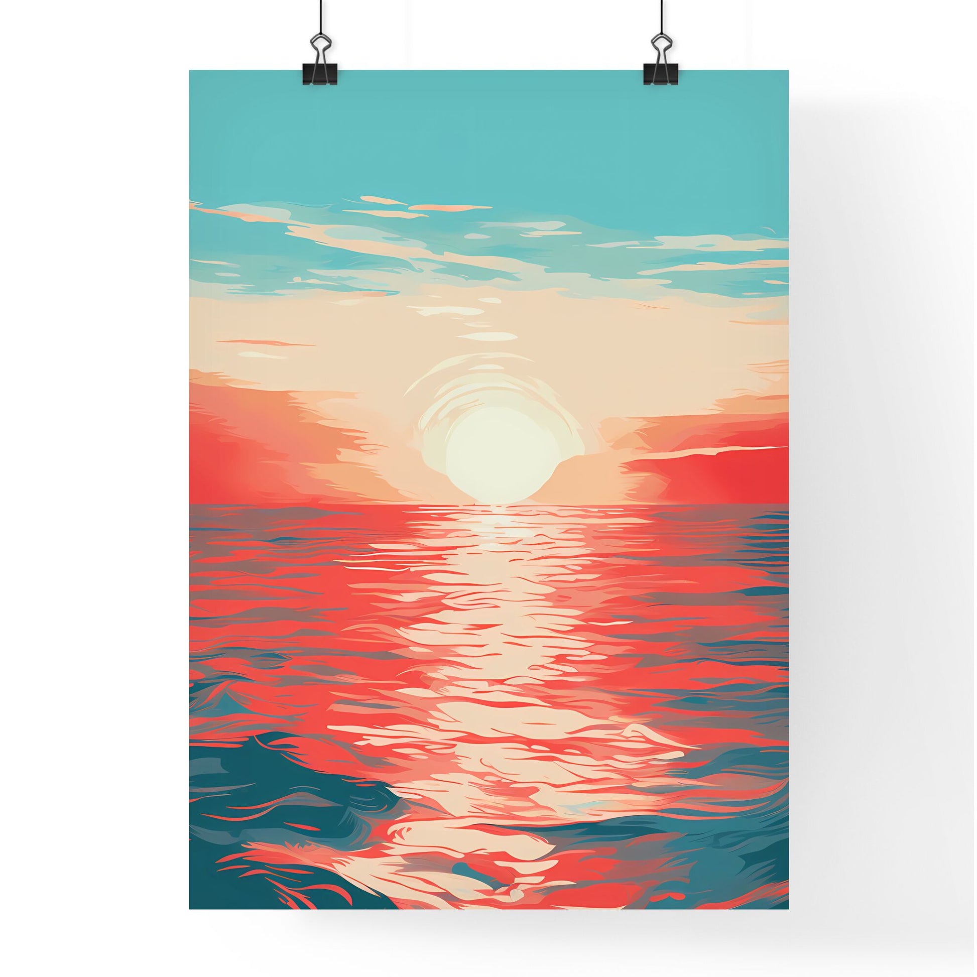 Sunset Over Water With Clouds And A Blue Sky Art Print Default Title