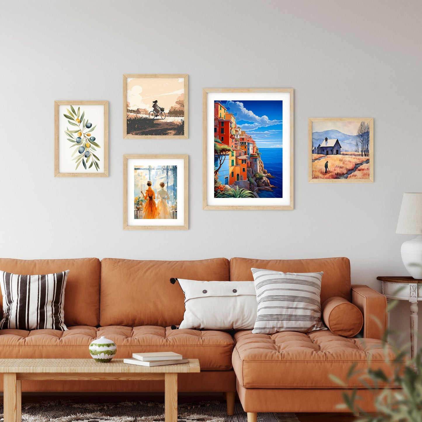 Colorful Buildings On A Cliff By The Ocean Art Print Default Title