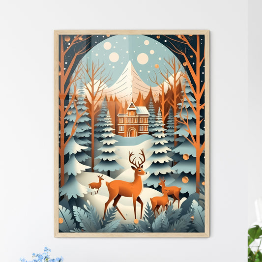 Group Of Deer In A Snowy Forest Art Print Default Title
