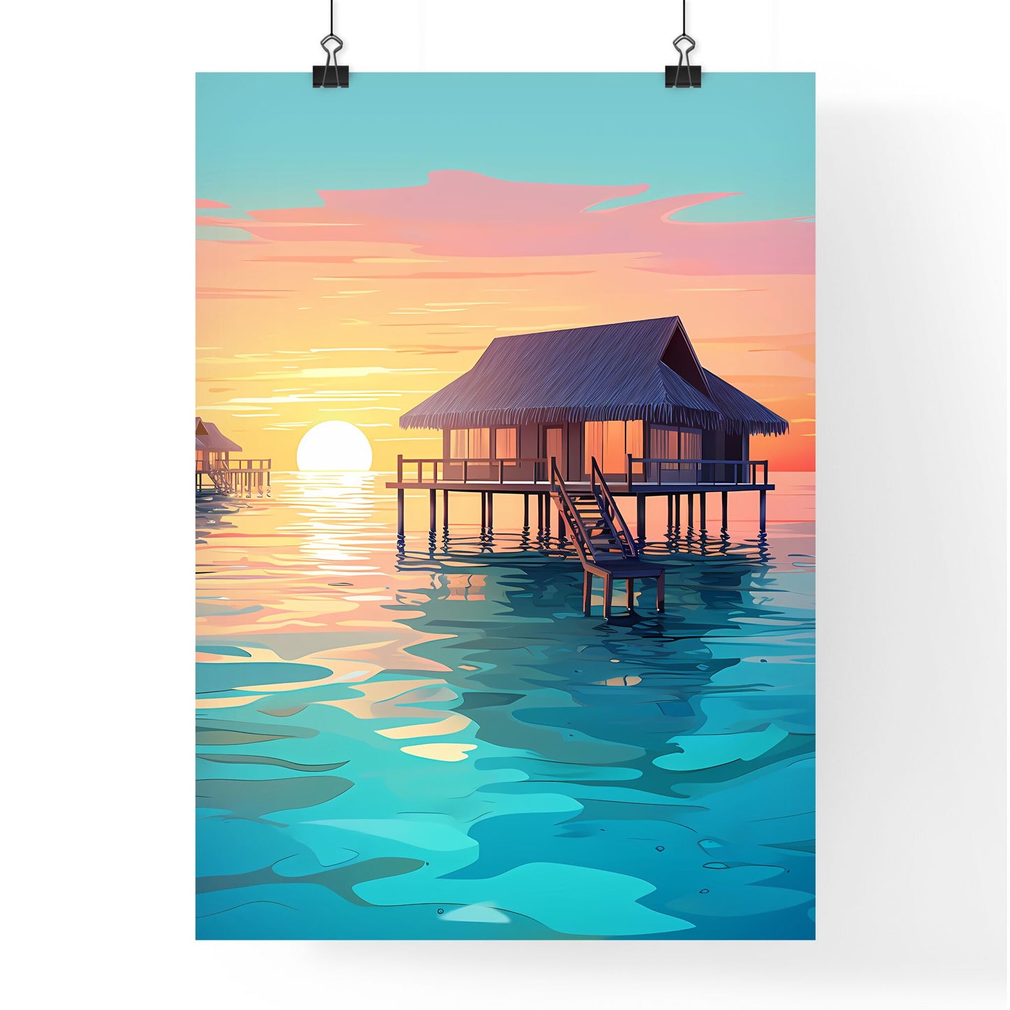 Group Of Houses On Stilts In Water Art Print Default Title