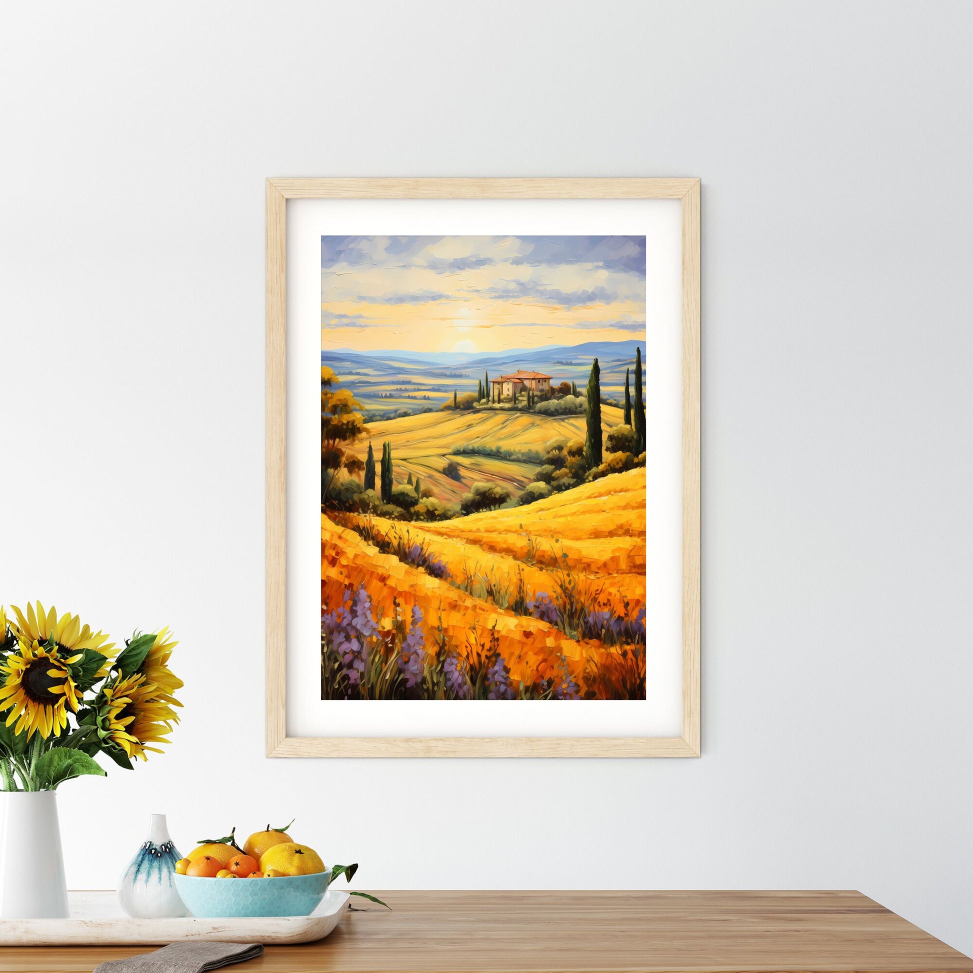 Painting Of A House In A Field Of Yellow Flowers Art Print Default Title