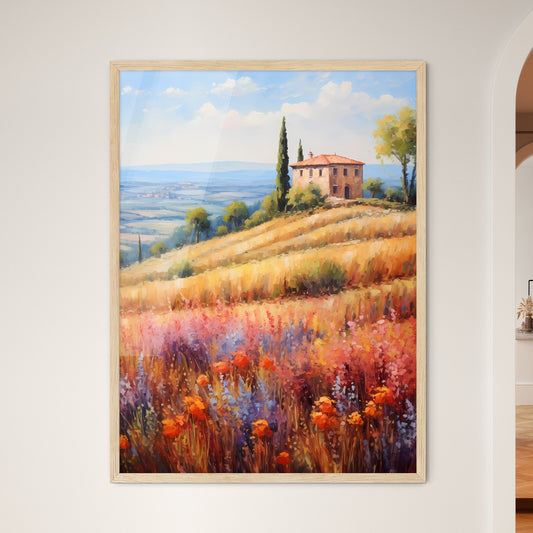 Painting Of A House On A Hill With Flowers Art Print Default Title