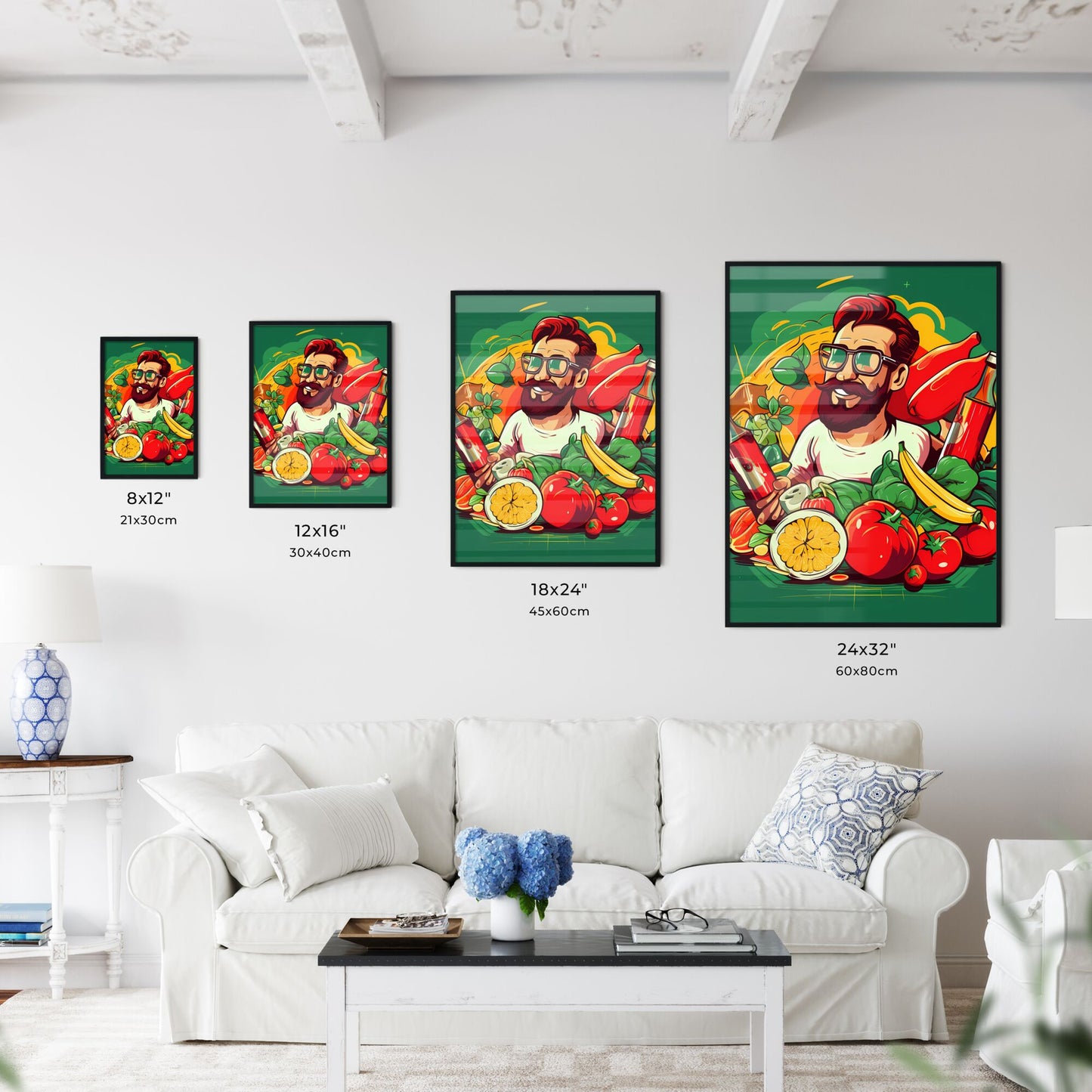 Man Holding A Variety Of Food Art Print Default Title