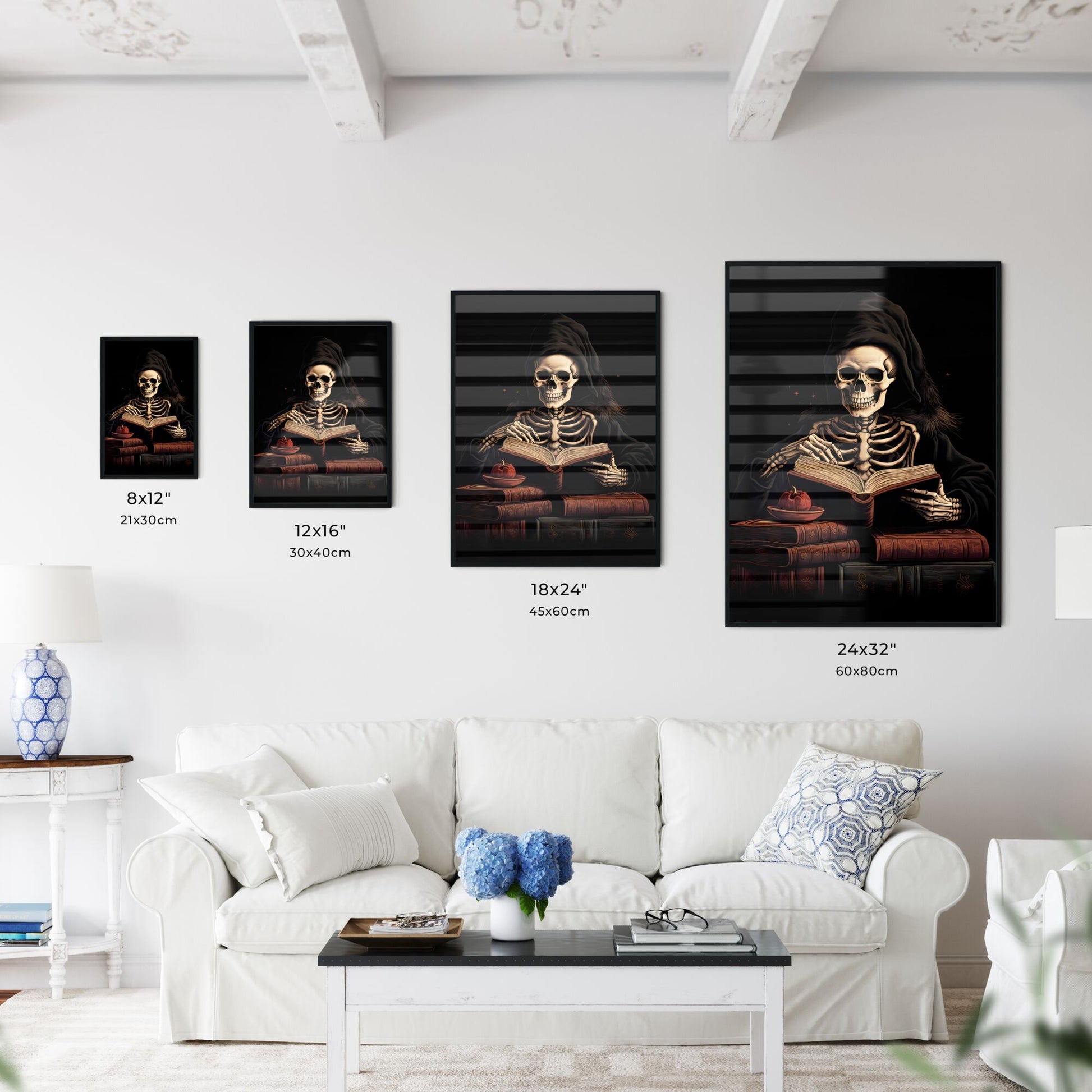 Skeleton Wearing A Hood And Holding A Book Art Print Default Title