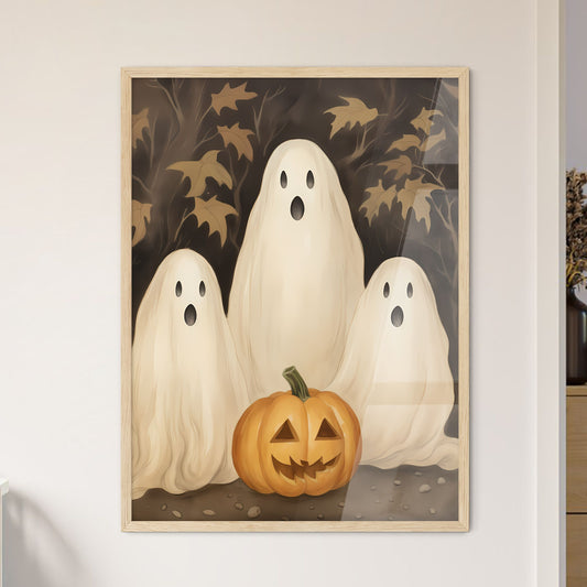 Group Of Ghosts With A Pumpkin Art Print Default Title