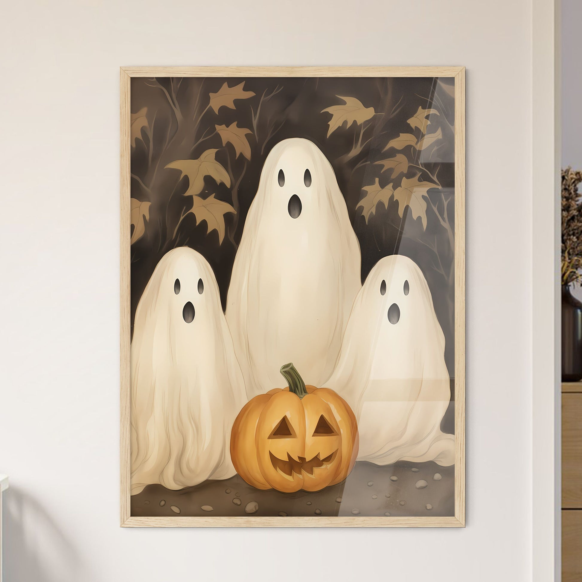Group Of Ghosts With A Pumpkin Art Print Default Title