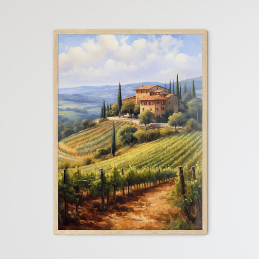 Painting Of A House On A Hill With Trees And A Vineyard Art Print Default Title