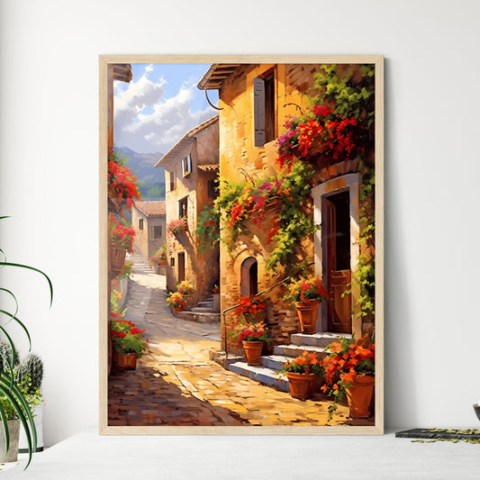 Painting Of A Street With Flowers On The Side Art Print Default Title
