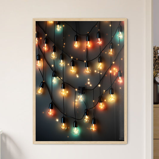 String Of Lights On A Dark Background Art Print Default Title