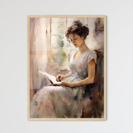 Woman Sitting In A Chair Reading A Book Art Print Default Title