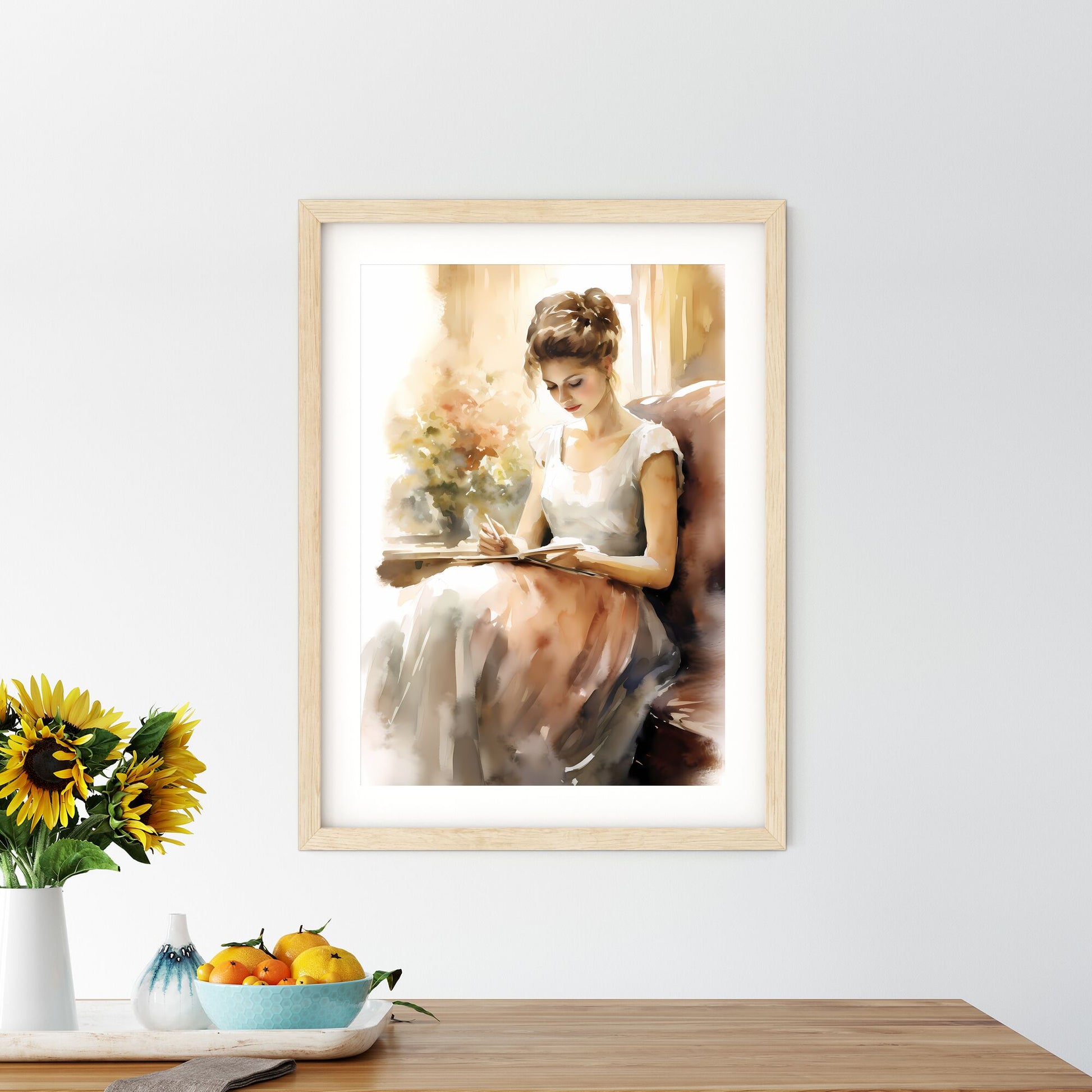 Woman Sitting On A Couch Reading A Book Art Print Default Title