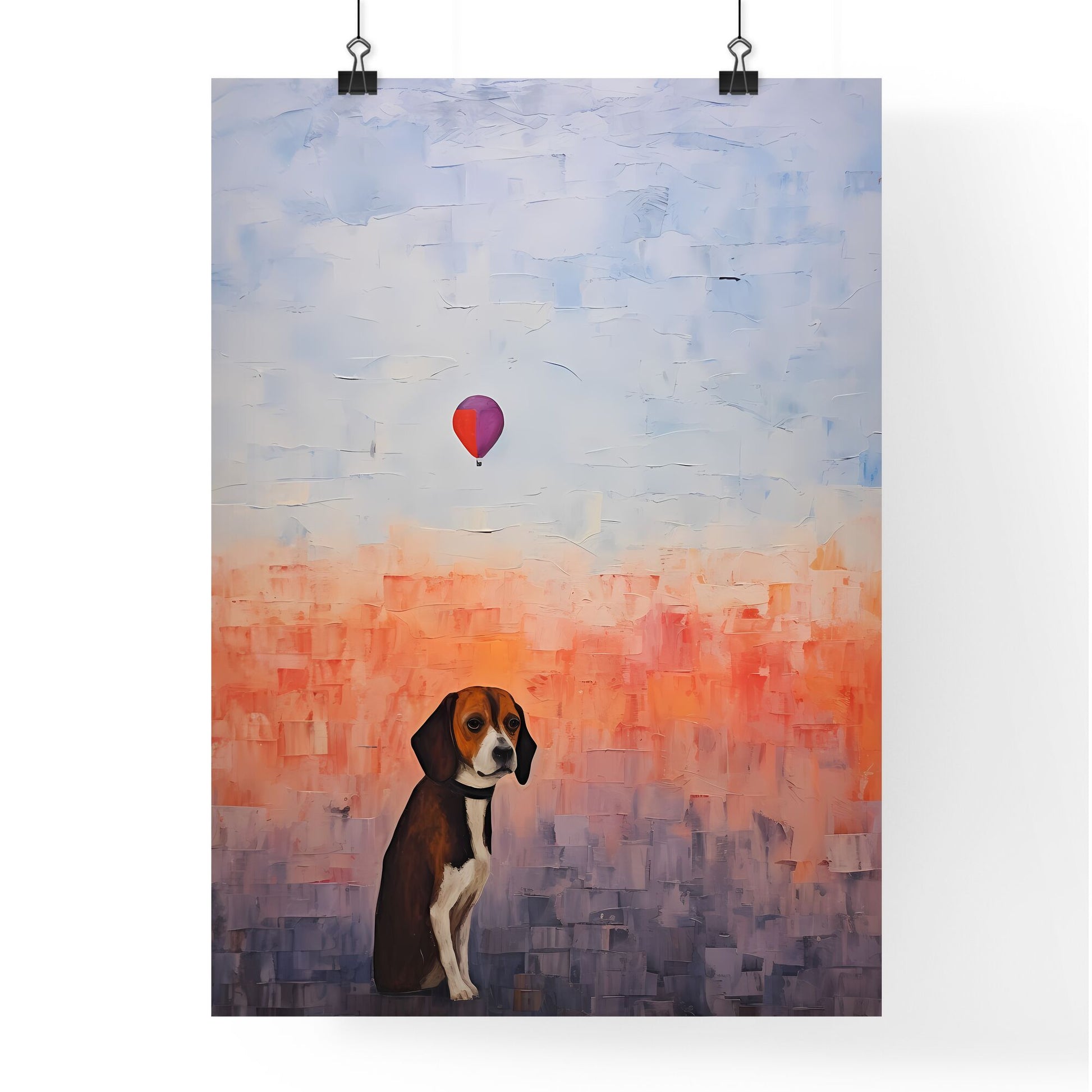Painting Of A Dog And A Hot Air Balloon Art Print Default Title