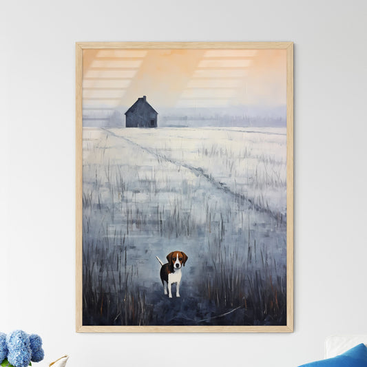 Dog Standing In A Field With A House In The Background Art Print Default Title