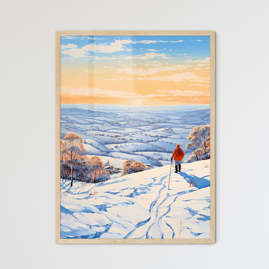 Person Walking On A Snowy Hill Art Print Default Title