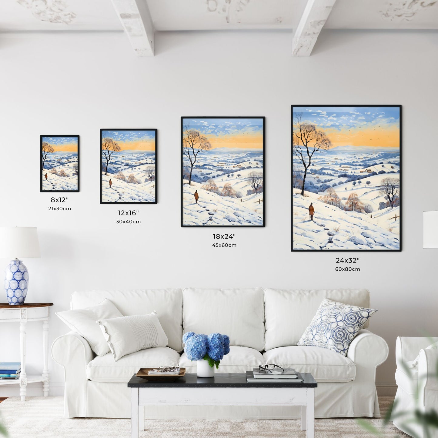 Person Standing On A Snowy Hill Art Print Default Title