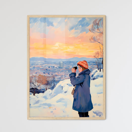Woman Taking A Picture Of A City Art Print Default Title