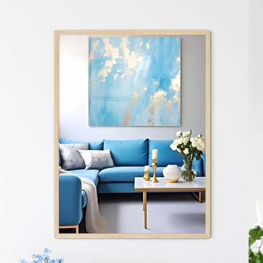 Blue Couch With Gold Accents Art Print Default Title