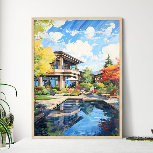 House With A Pool And Trees Art Print Default Title