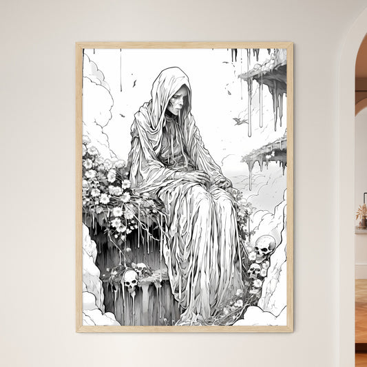 Black And White Drawing Of A Person In A Robe Art Print Default Title