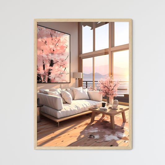 Living Room With A Large Window And A Couch Art Print Default Title