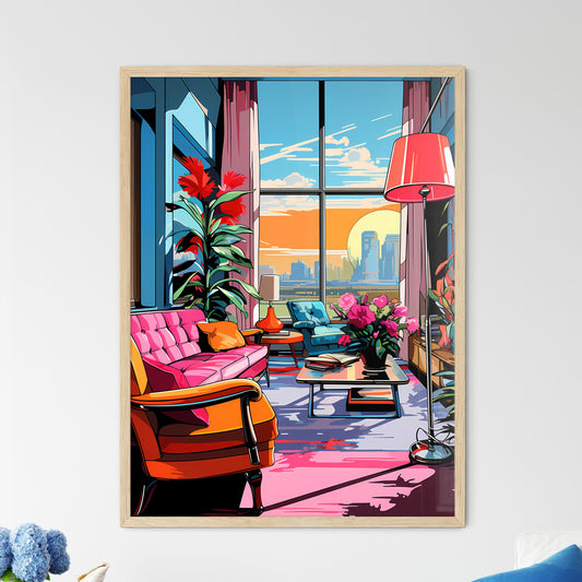Living Room With A Couch And Chairs And A Table With Flowers Art Print Default Title