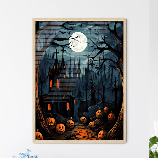 Halloween Poster With A Castle And Pumpkins Art Print Default Title
