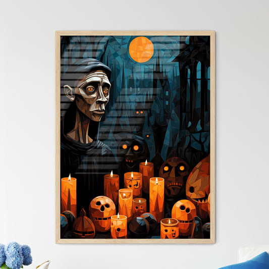 Woman In A Black Robe Surrounded By Candles Art Print Default Title