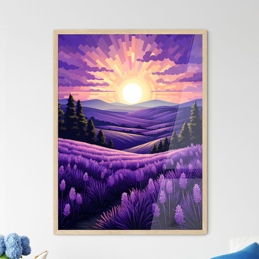 Landscape With Trees And A Field Of Lavender Art Print Default Title