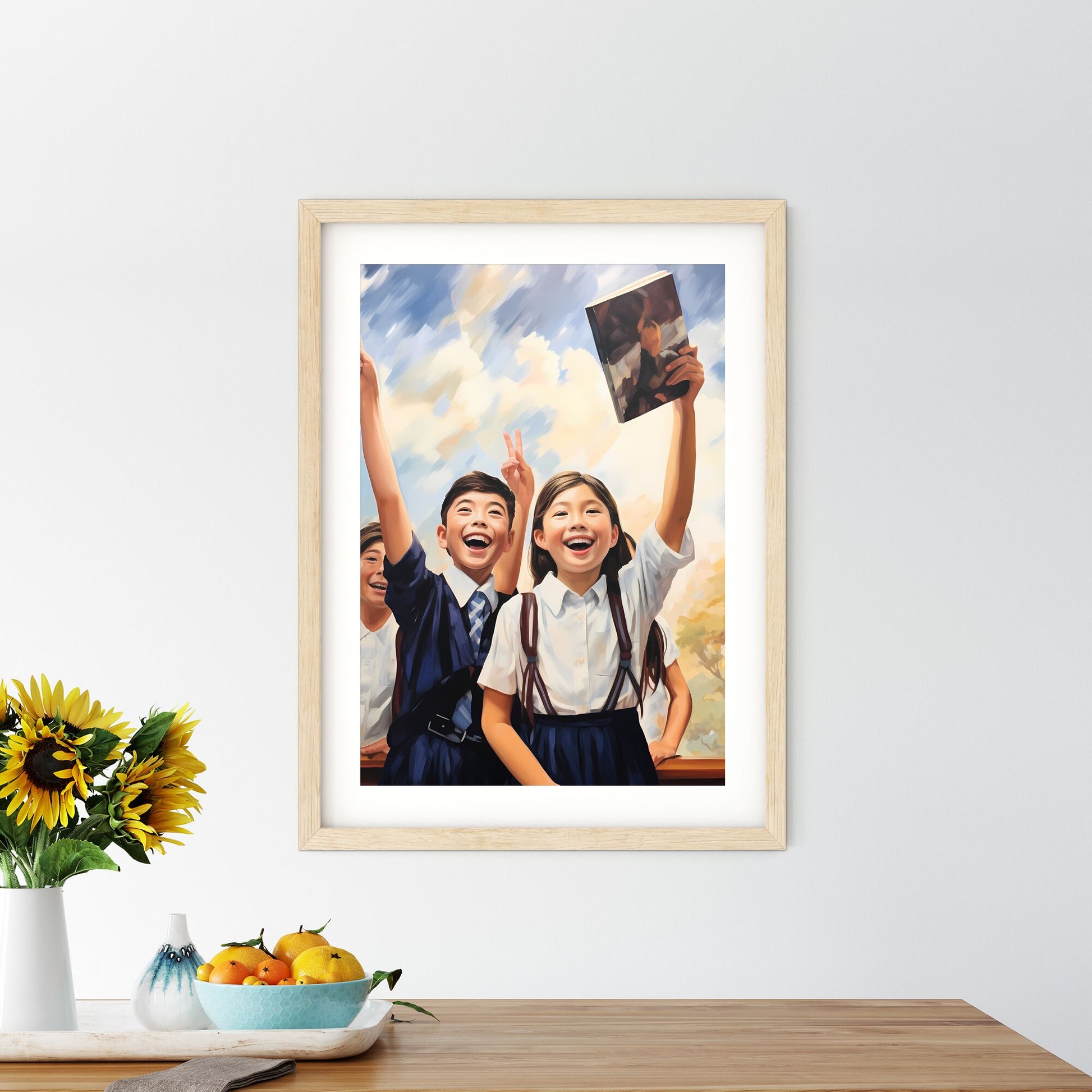 Group Of Children Holding Up Their Hands Art Print Default Title