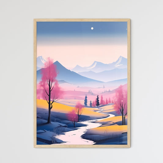 Landscape With Trees And Mountains Art Print Default Title