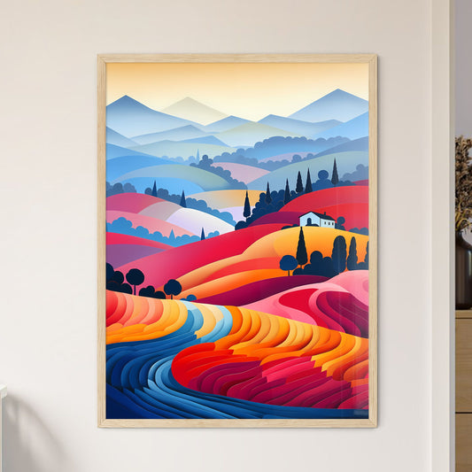 Colorful Landscape With Hills And Trees Art Print Default Title