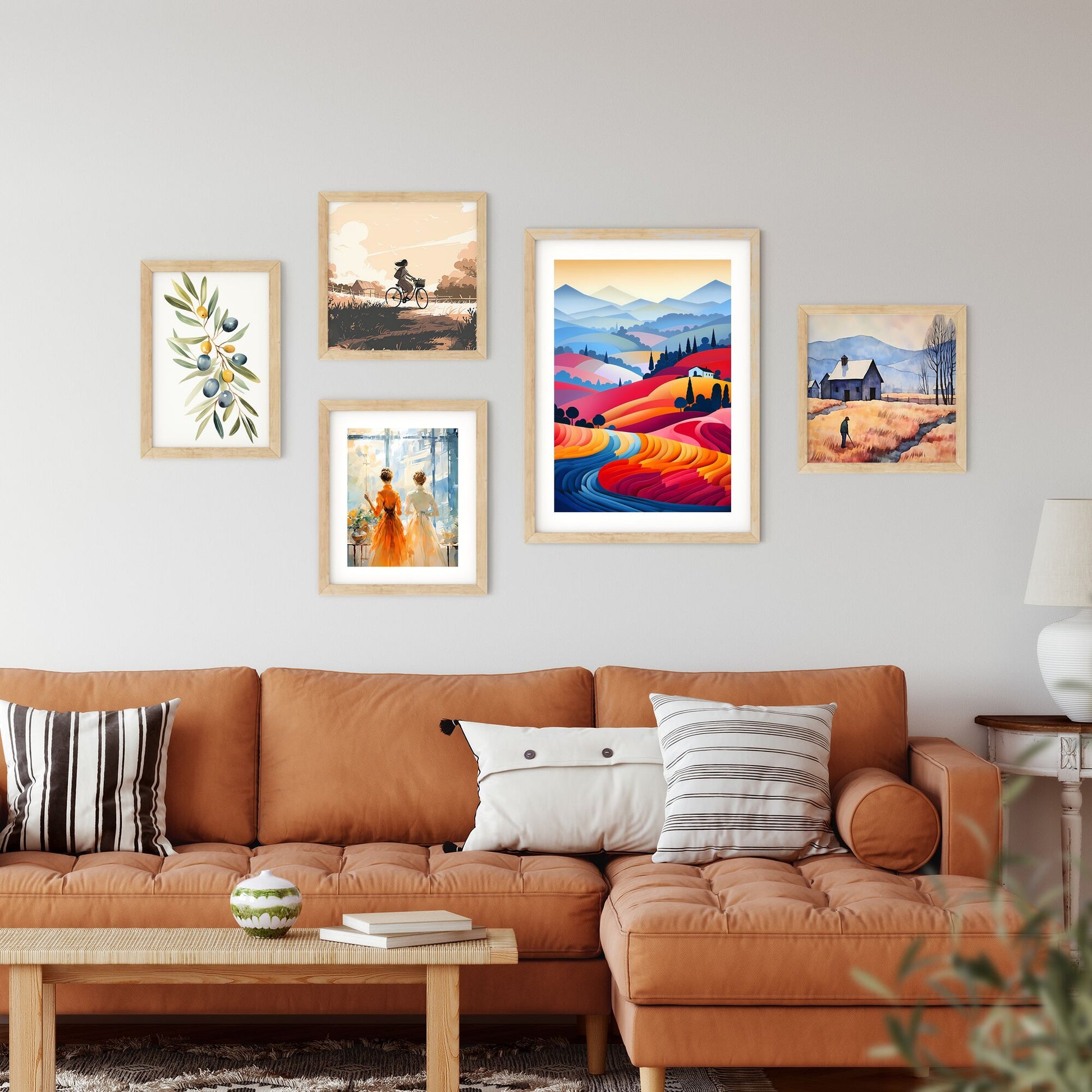 Colorful Landscape With Hills And Trees Art Print Default Title