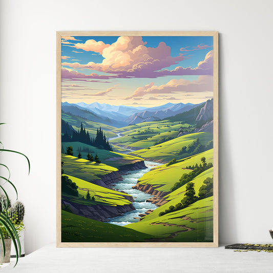 River Running Through A Valley Art Print Default Title