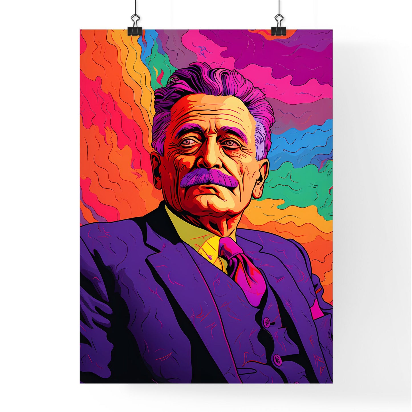 Man With A Mustache And Purple Suit Art Print Default Title