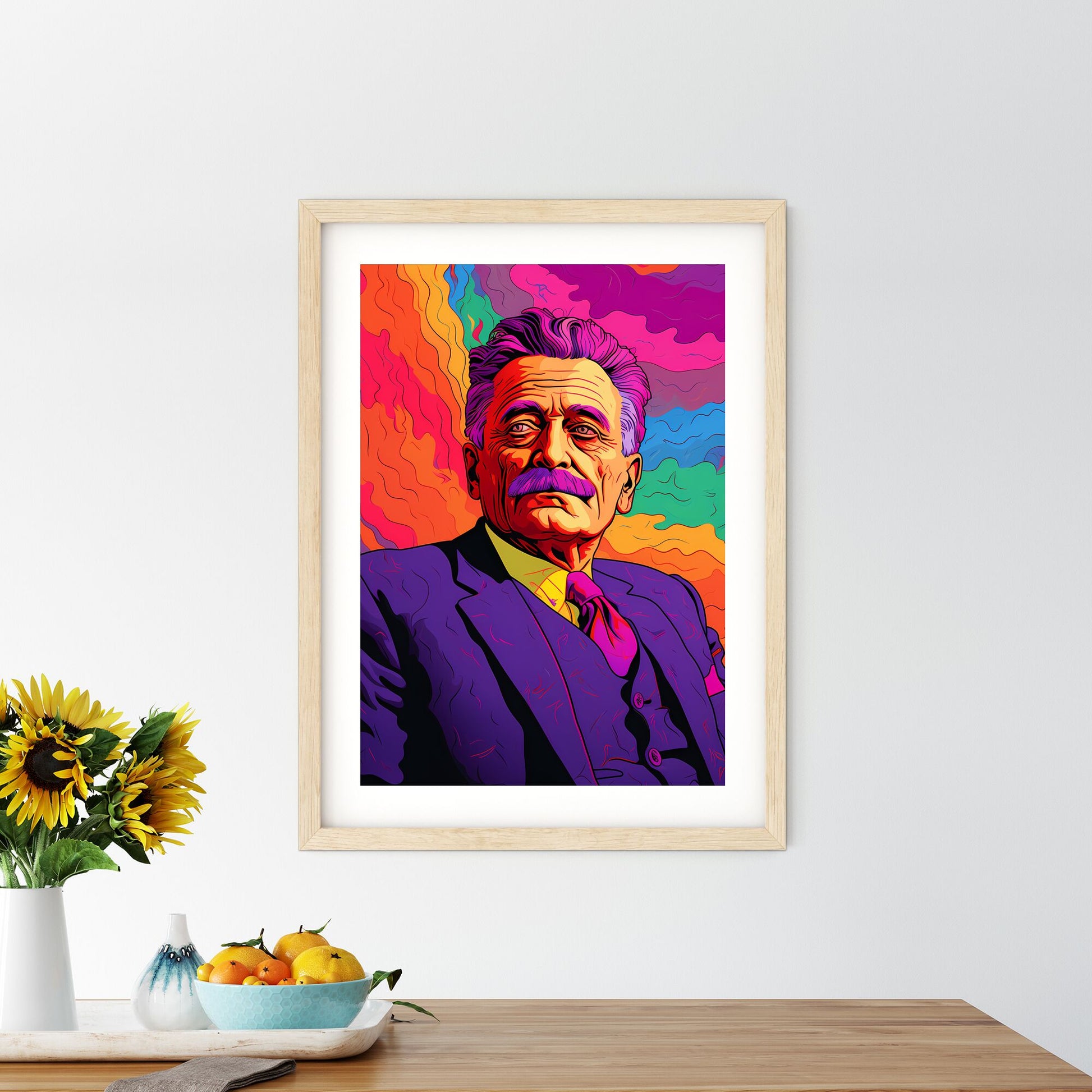 Man With A Mustache And Purple Suit Art Print Default Title