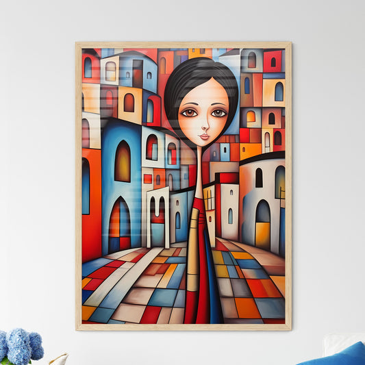 A Painting Of A Woman In A City Art Print Default Title