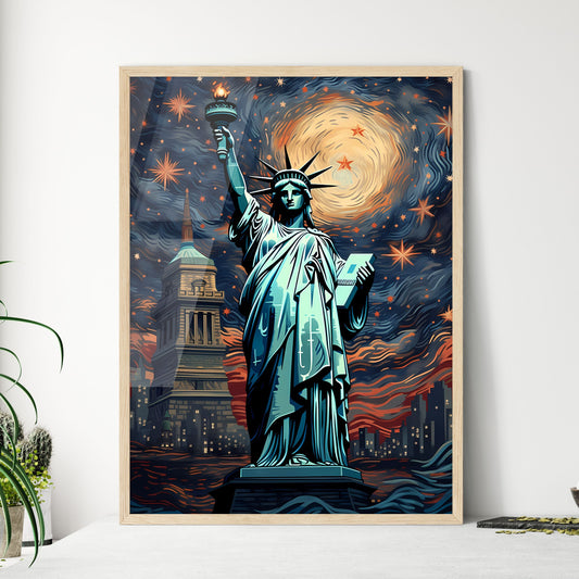 A Statue Of Liberty With A Starry Sky Art Print Default Title
