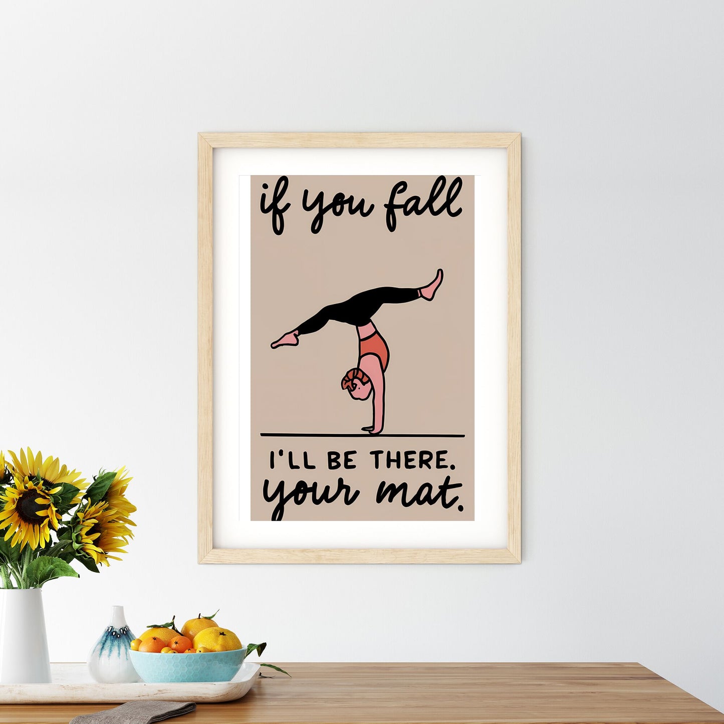 If You Fall, I Will Be There. Your Mat - A Woman Doing A Handstand Art Print Default Title