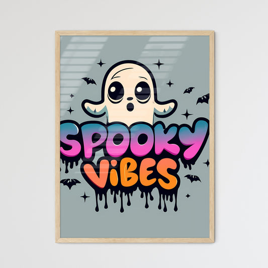 Spooky Vibes - A Cartoon Ghost With Text Art Print Default Title