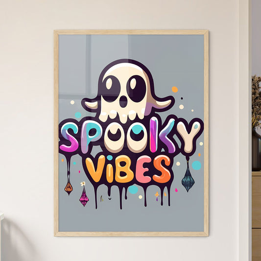 Spooky Vibes - A Cartoon Ghost With A Spooky Face Art Print Default Title