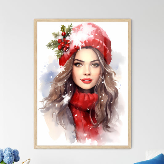 Woman Wearing A Red Hat And Scarf Art Print Default Title